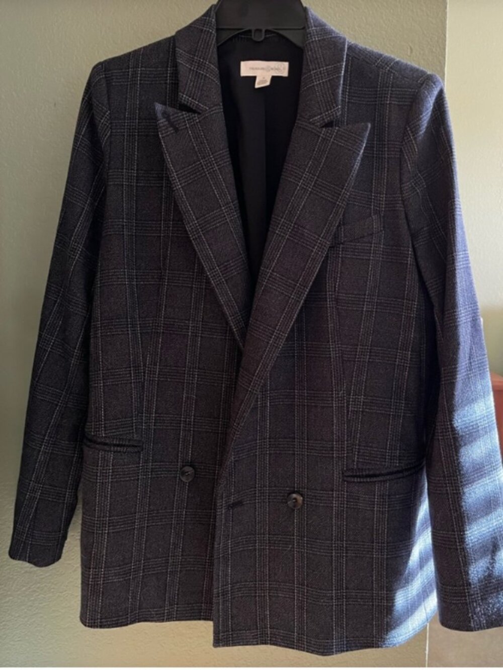 Treasure & Bond Plaid Blazer - Boyfriend -Navy and Gray